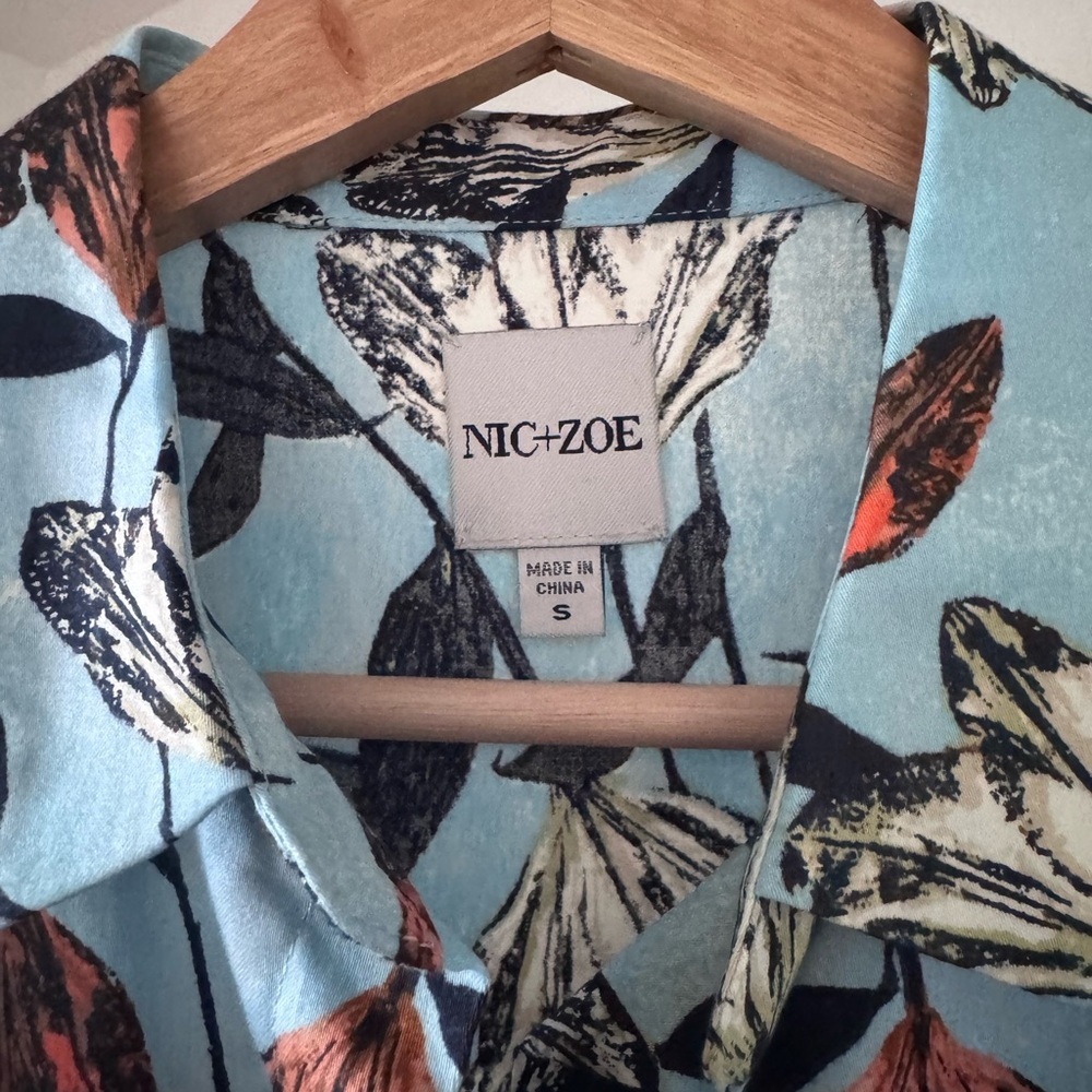 NIC+ZOE Sky Blooms Sleeveless Floral-Print Shirtdress size small - Picture 3 of 5